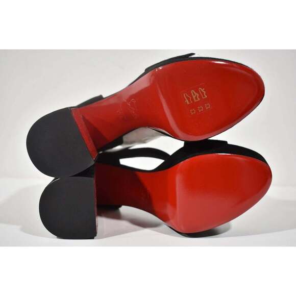 Christian Louboutin Movida Sandal 130 Black Suede Platform Block Heel Pump 39.5 - Picture 12 of 12
